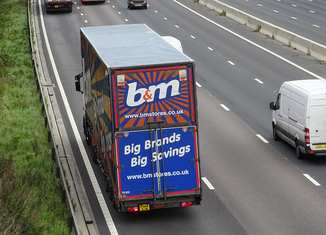 B and M retail double deck trailer Tiger tag spot
