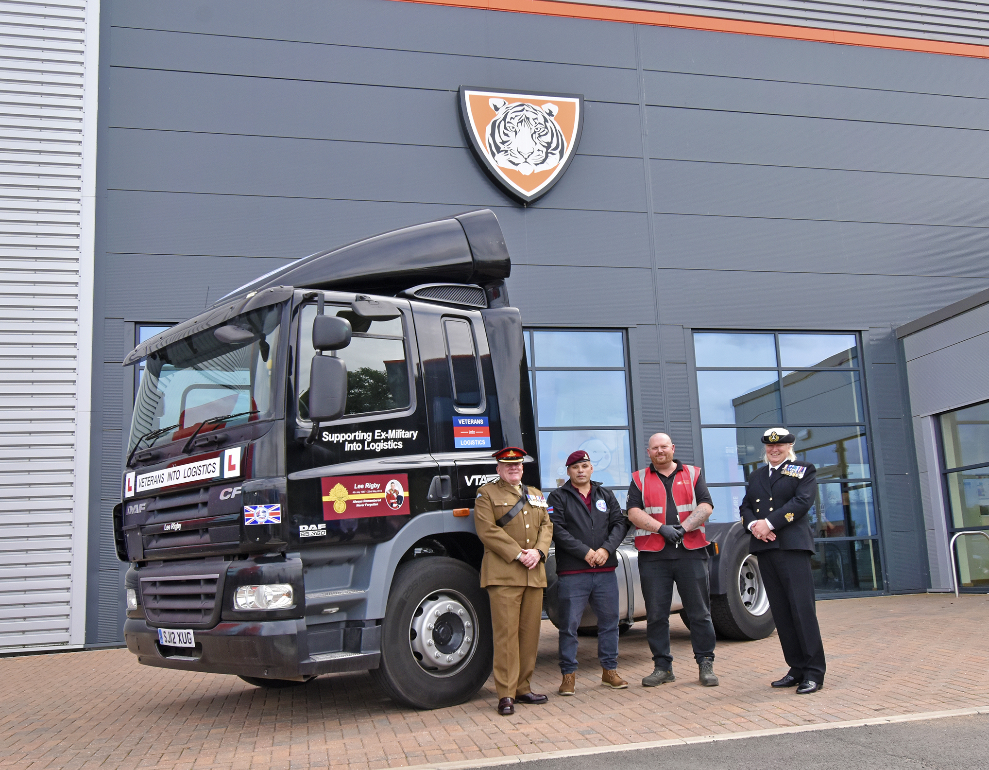 Veterans Logistics HGV LGV driver training shortage - Tiger visit team Rigby truck