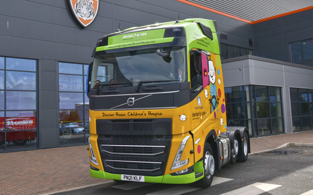 Thomas Hardie delivers safety training at Tiger HQ with the Derian House Children’s Hospice Volvo truck