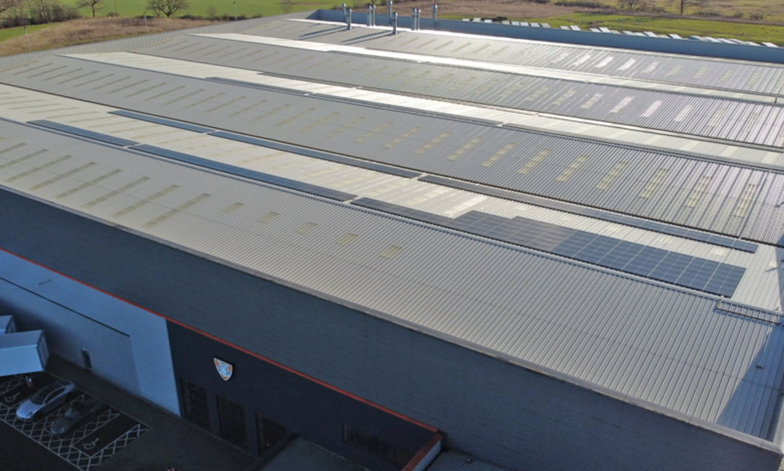 ESG manufacturing Cheshire North West - solar panels on Tiger Trailers factory roof in Winsford