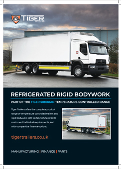 Tiger Trailers road transport trade press magazine advert - 2024 refrigerated rigid truck bodywork temperature controlled