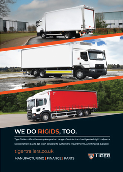 Tiger Trailers road transport trade press magazine advert - 2024 rigid truck bodywork range